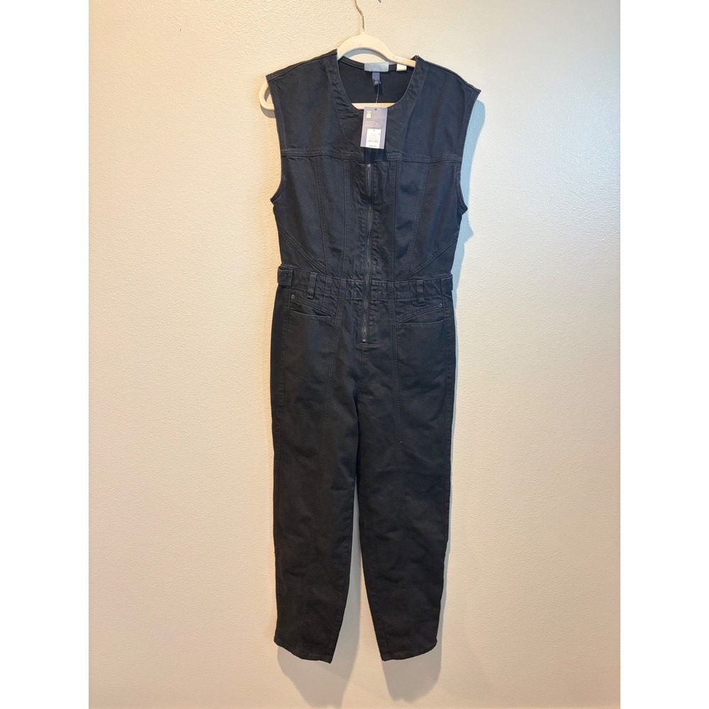 Universal Thread Womens Black Denim Sleeveless Zip Front Jumpsuit Size 6 NWT